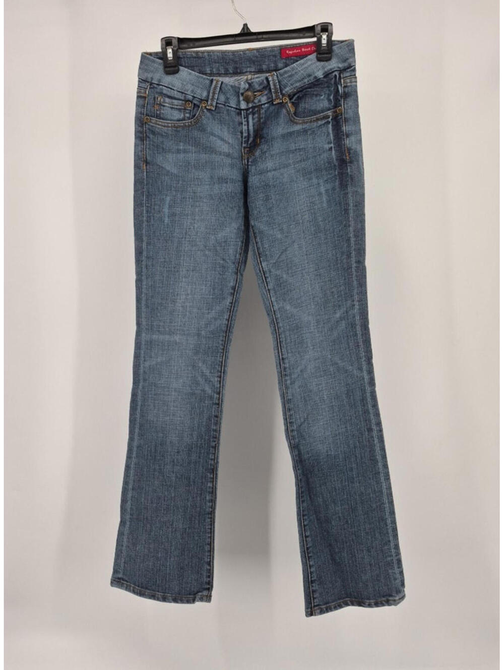Seven7 Womens Sz 29 Medium Wash Low Rise Bootcut Denim Jeans Embroidered Pockets